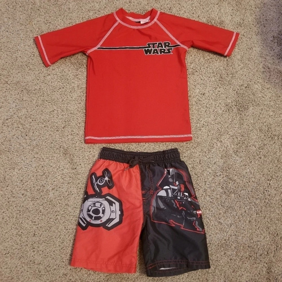 Star Wars Boy's Swim Trunks & Rashguard 4T - Picture 1 of 8